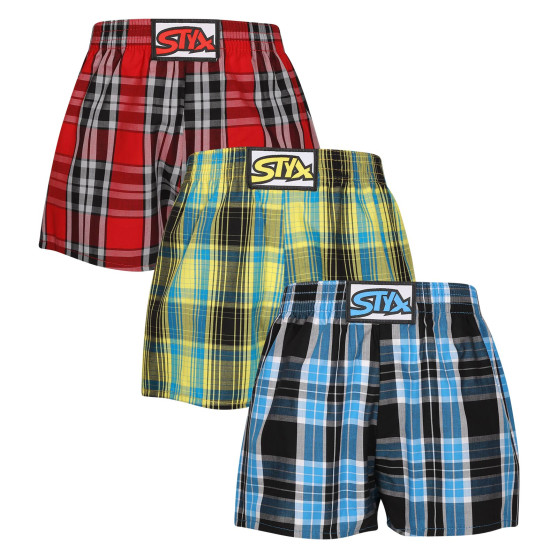 3PACK barnshorts Styx klassisk resår flerfärgad (3J102123)