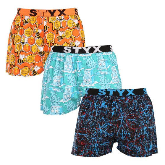 3PACK Boxershorts för herrar Styx art sports gummi flerfärgad (3B16347)