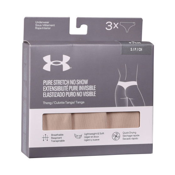 3PACK Stringtrosor för damer Under Armour beige (1383893 500)