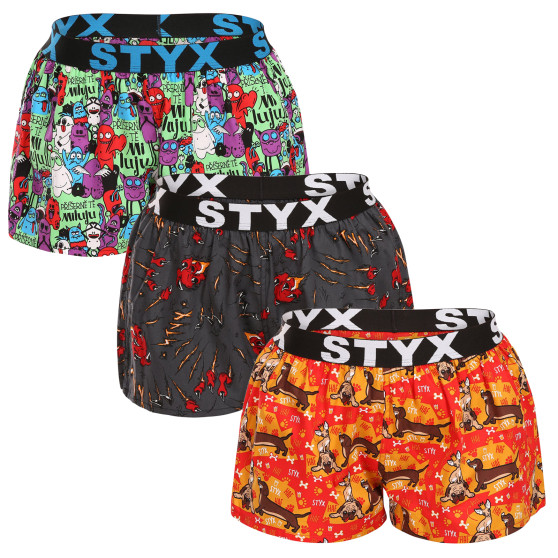 3PACK damshorts Styx art sports gummi flerfärgad (3T15245)