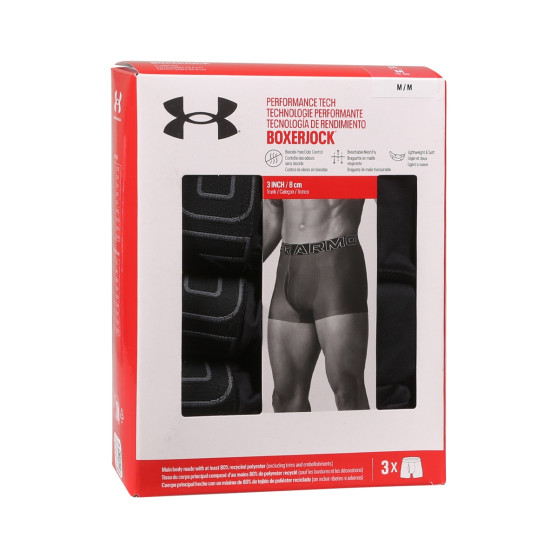 3PACK Boxershorts för herrar Under Armour svart (1383882 001)