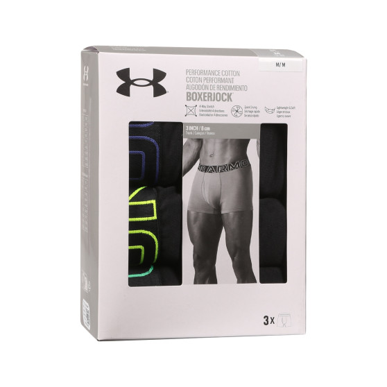 3PACK Boxershorts för herrar Under Armour svart (1383891 002)