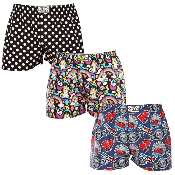 3PACK Boxershorts för herrar Styx art klassiskt gummi överdimensionerat flerfärgad (3E11860)