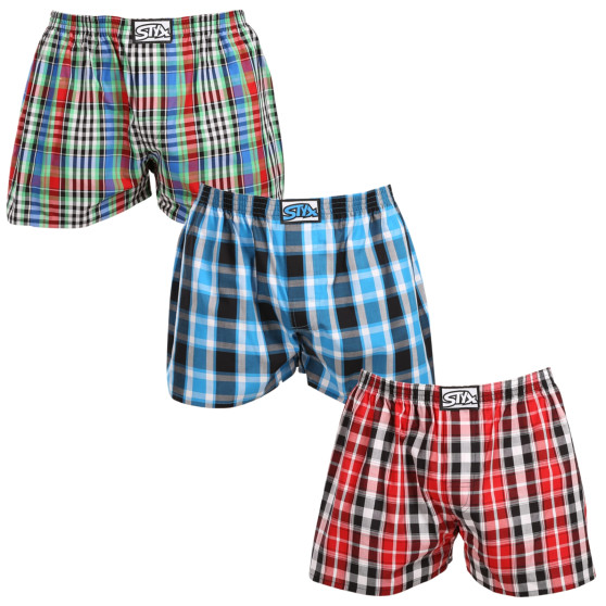 3PACK Boxershorts för herrar Styx klassiskt gummi överdimensionerat flerfärgad (3E103436)