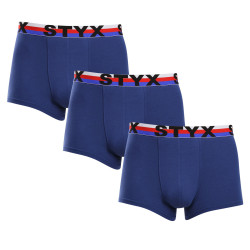 3PACK Styx boxershorts herr sport elastisk mörkblå tricolour (3G1968)