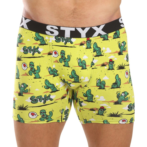 Styx Boxershorts lång konst sport gummi kaktus för män (UN1351)