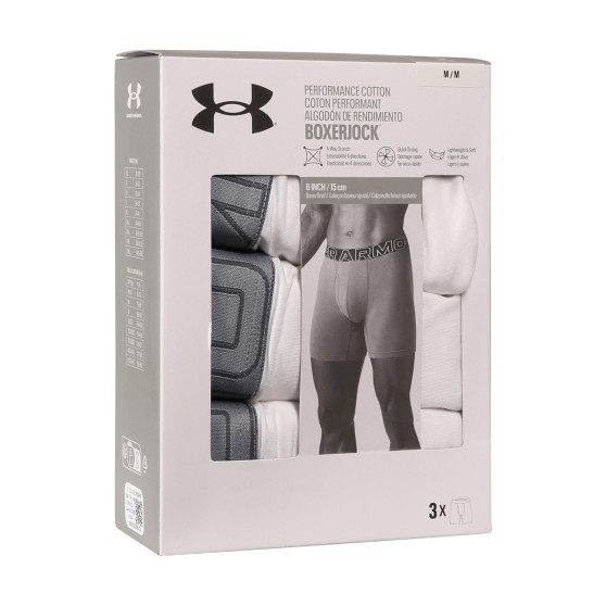 3PACK Boxershorts för herrar Under Armour vit (1383889 100)