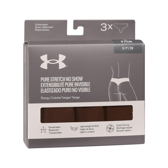 3PACK Stringtrosor för damer Under Armour brun (1383893 625)