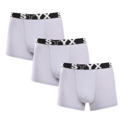 3PACK Boxershorts för herrar Styx sport elastisk grå (G10676767)