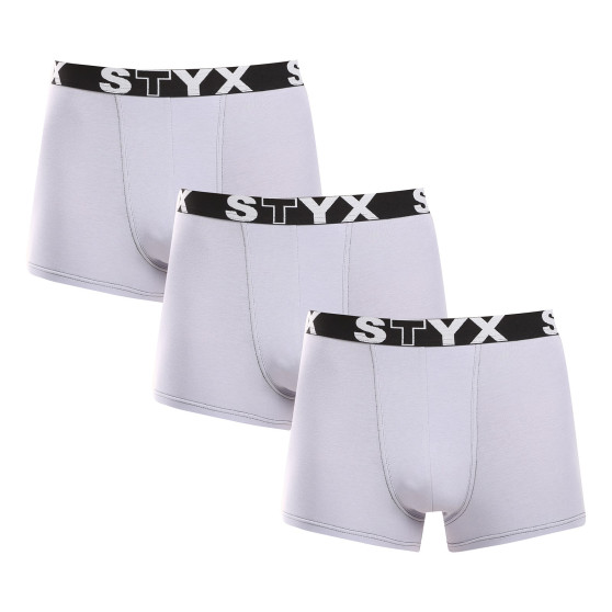 3PACK Boxershorts för herrar Styx sport elastisk grå (G10676767)